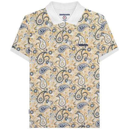Lambretta Plus Size Paisley Brand Polo White/Navy