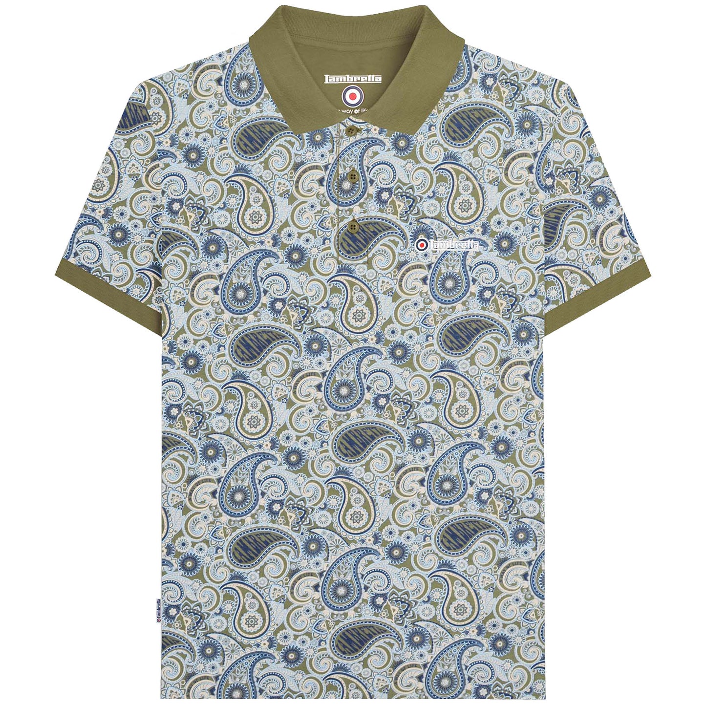 Lambretta Plus Size Paisley Brand Polo Khaki/Navy