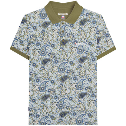 Lambretta Plus Size Paisley Brand Polo Khaki/Navy