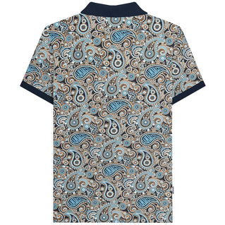 Lambretta Plus Size Paisley Brand Polo Navy/Smoke Blue