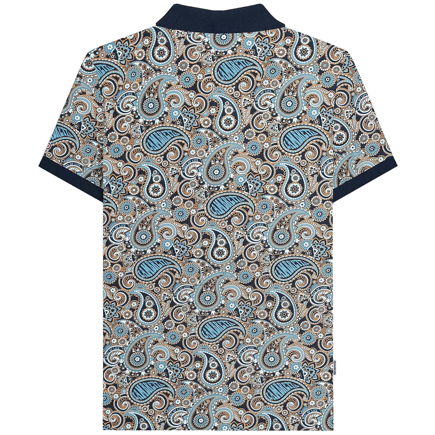 Lambretta Plus Size Paisley Brand Polo Navy/Smoke Blue