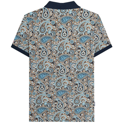 Lambretta Plus Size Paisley Brand Polo Navy/Smoke Blue