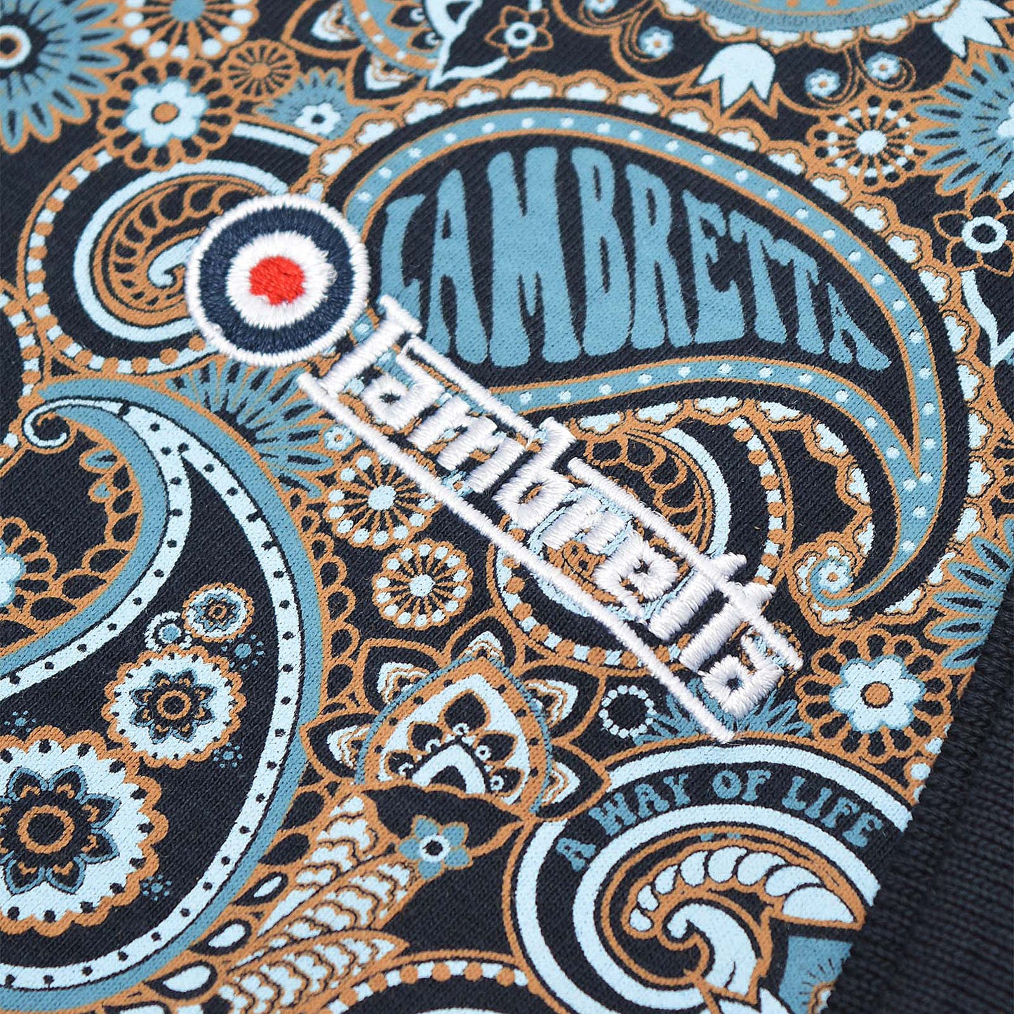 Lambretta Plus Size Paisley Brand Polo Navy/Smoke Blue