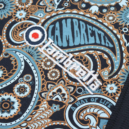 Lambretta Plus Size Paisley Brand Polo Navy/Smoke Blue