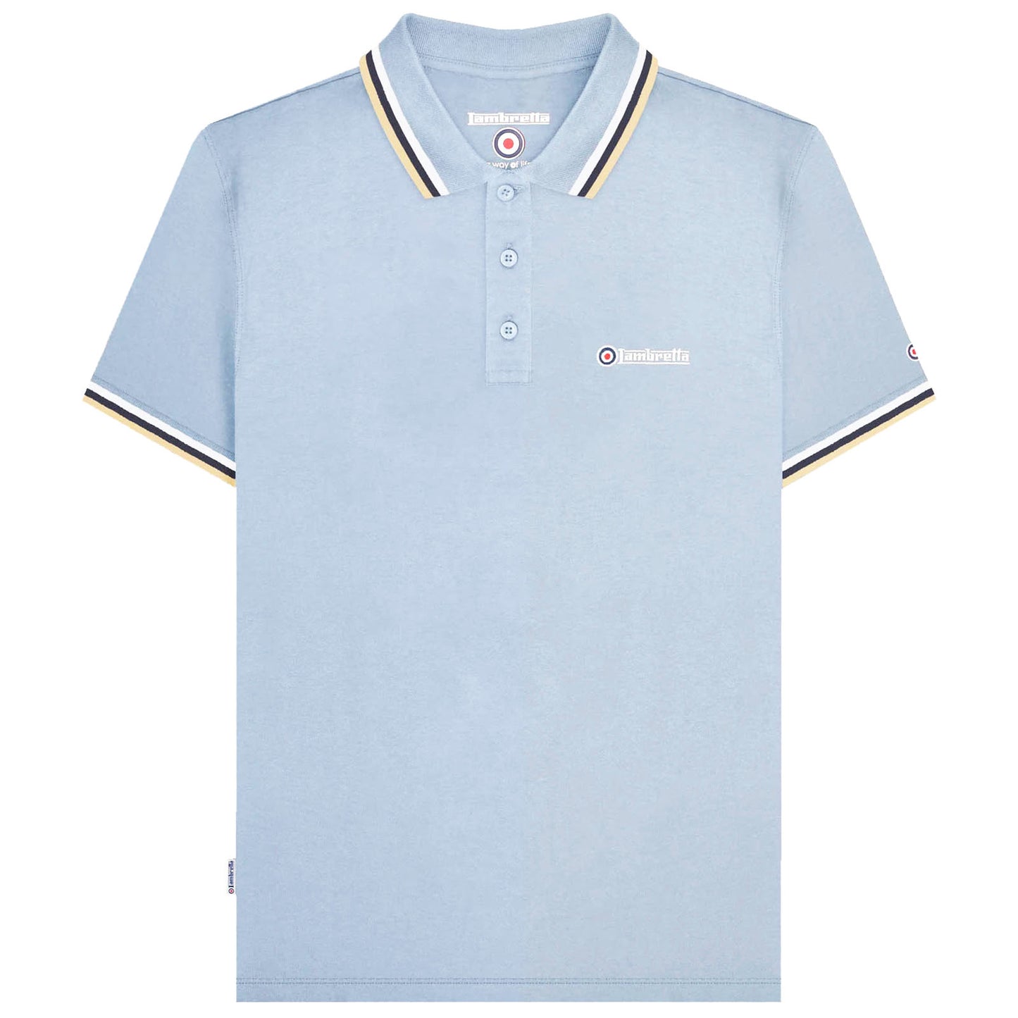 Lambretta Plus Size Triple Tipped Polo Dusky Blue
