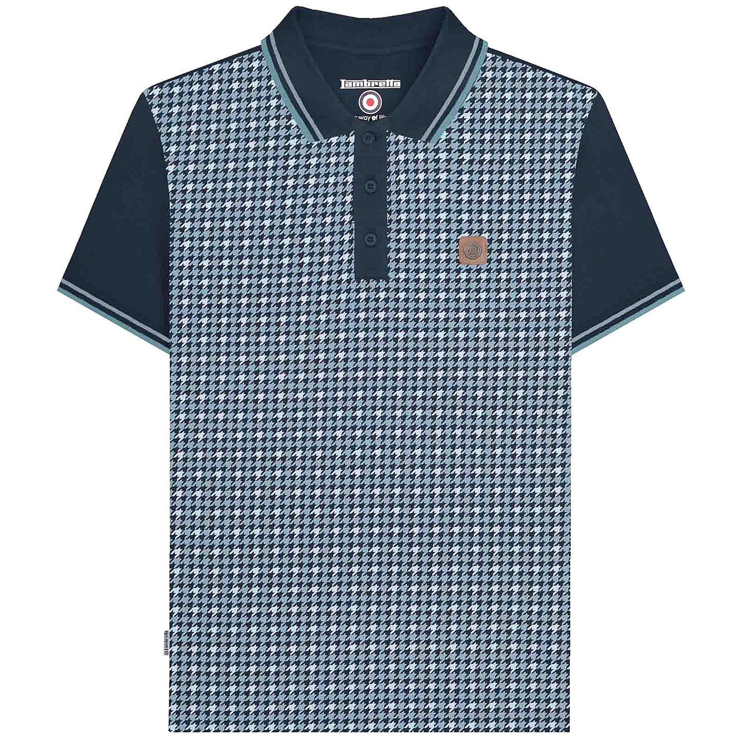 Lambretta Plus Size Houndstooth Polo Navy