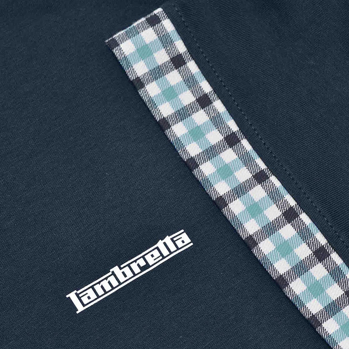 Lambretta Plus Size Gingham Collar Polo Navy