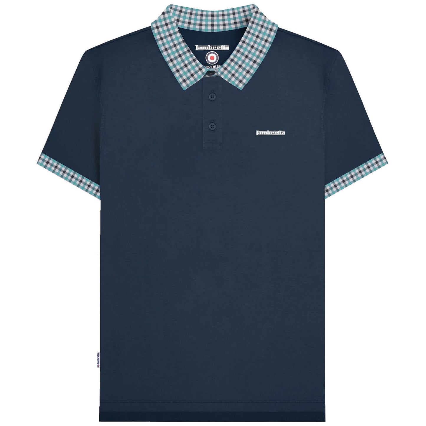 Lambretta Plus Size Gingham Collar Polo Navy