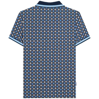 Lambretta Plus Size Geo Aop Polo Navy/Azure Blue