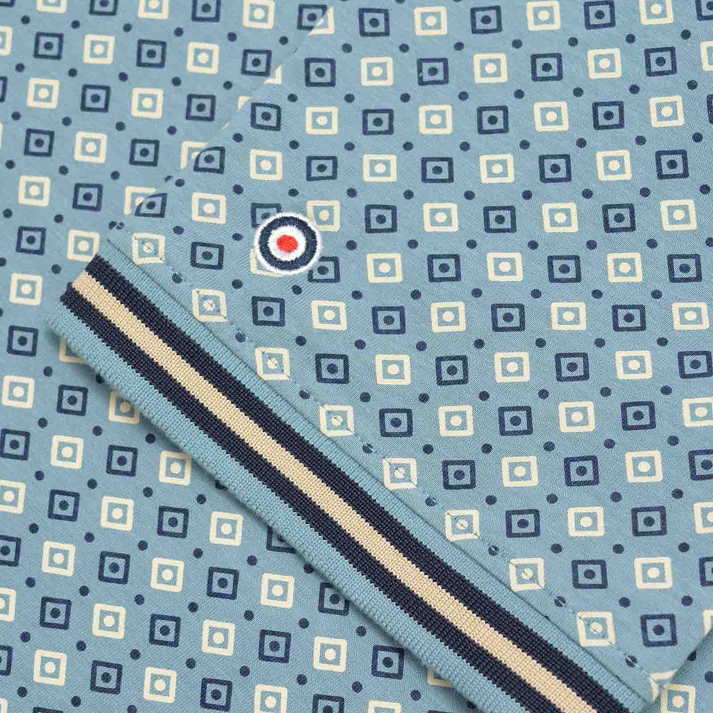 Lambretta Plus Size Geo Aop Polo Smoke Blue