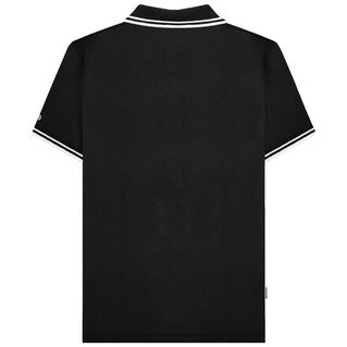 Lambretta Plus Size Two Tone Tipped Polo Black/White