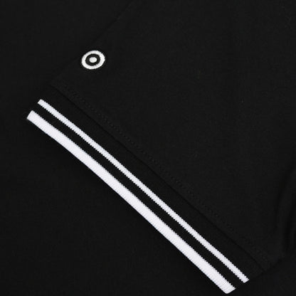 Lambretta Plus Size Two Tone Tipped Polo Black/White