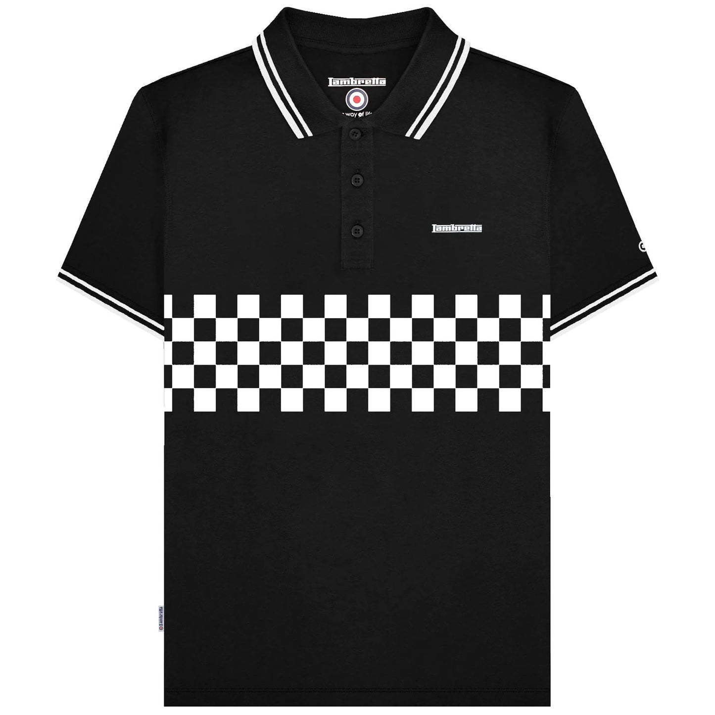 Lambretta Plus Size Two Tone Tipped Polo Black/White