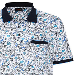 Espionage Plus Size All Over Bird Print Polo White