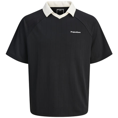 Jack & Jones Plus Size Retreat Pique Open Polo Black