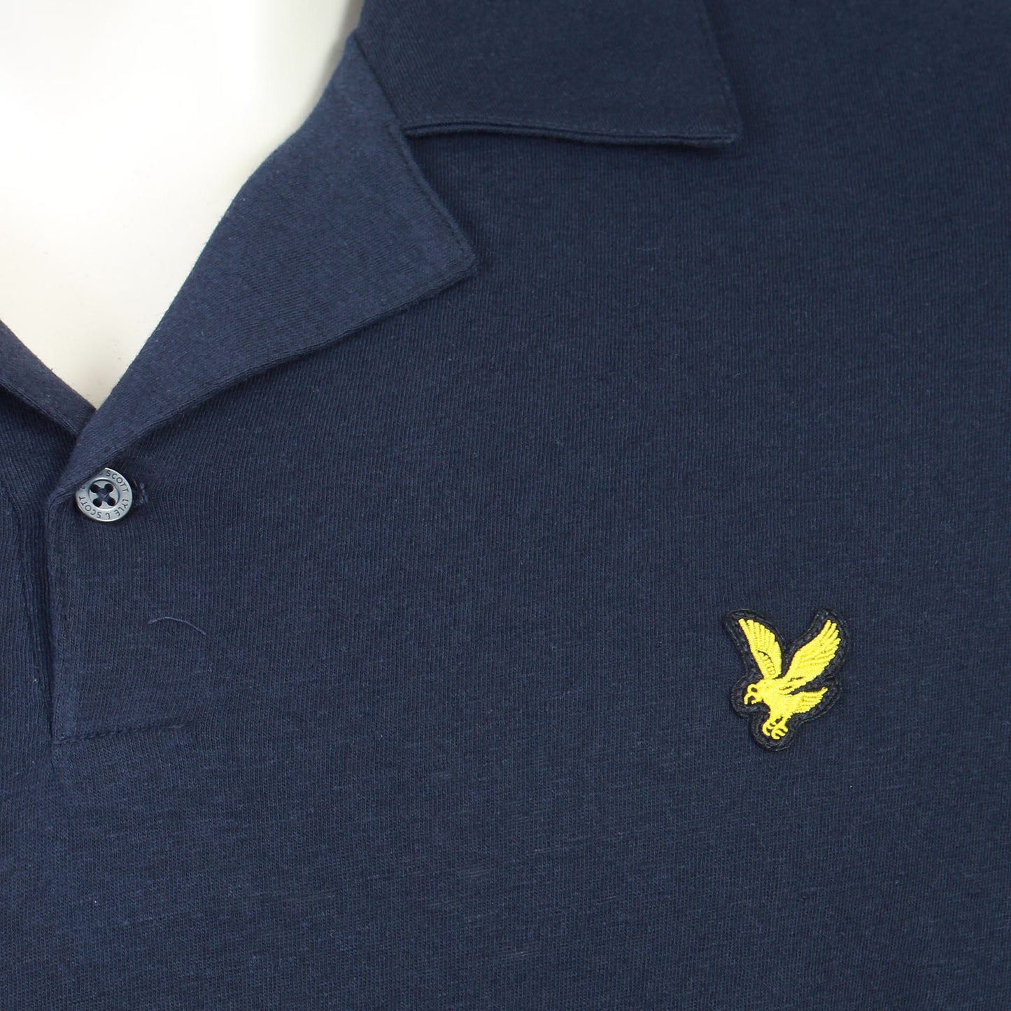 Lyle & Scott Plus Size Linen Revere Collar Polo Dark Navy