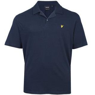 Lyle & Scott Plus Size Linen Revere Collar Polo Dark Navy