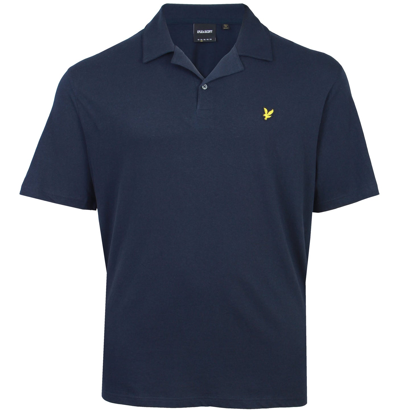 Lyle & Scott Plus Size Linen Revere Collar Polo Dark Navy