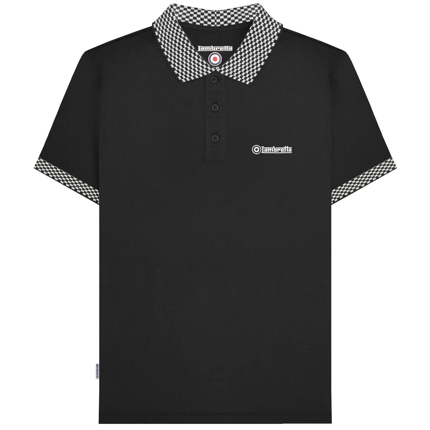 Lambretta Plus Size Two Tone Collar Polo Black