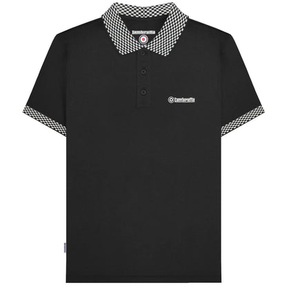 Lambretta Plus Size Two Tone Collar Polo Black