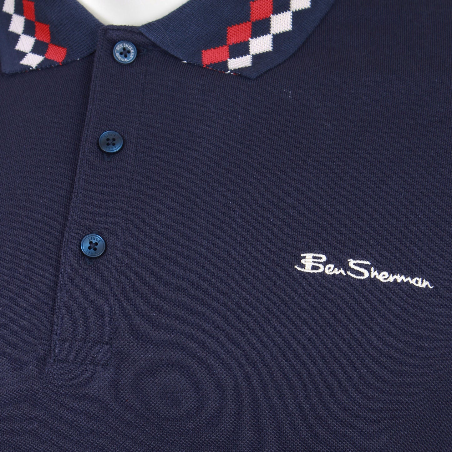 Ben Sherman Plus Size Collar Interest Polo Dark Navy