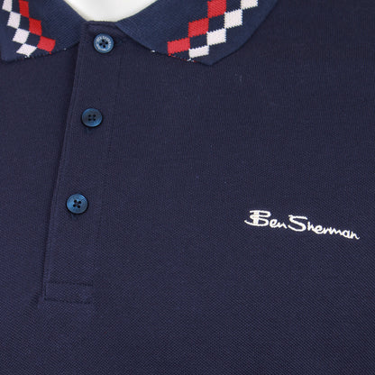 Ben Sherman Plus Size Collar Interest Polo Dark Navy