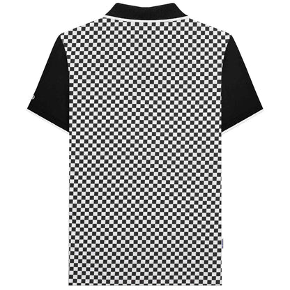 Lambretta Plus Size Two Tone Aop Polo Black/White