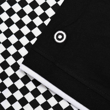 Lambretta Plus Size Two Tone Aop Polo Black/White