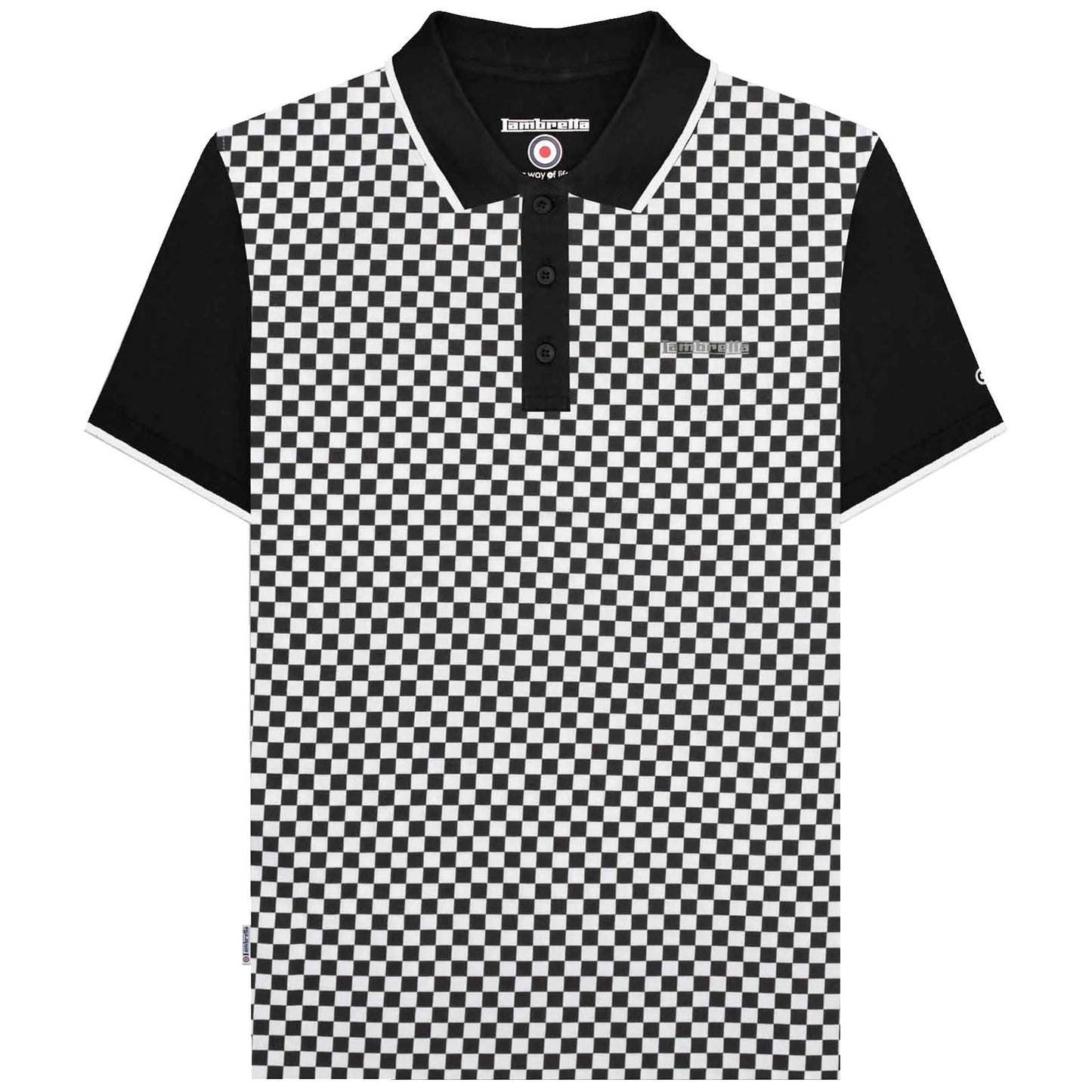 Lambretta Plus Size Two Tone Aop Polo Black/White