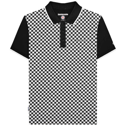 Lambretta Plus Size Two Tone Aop Polo Black/White