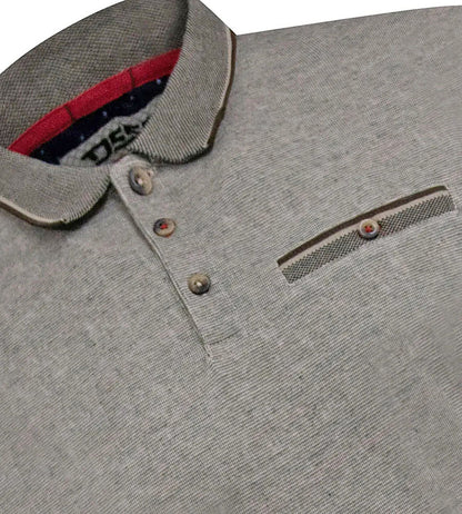 D555 Plus Size Jacquard Collar Textured Polo Stone
