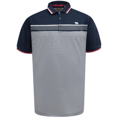 D555 Plus Size Stripe Jacquard Polo Navy