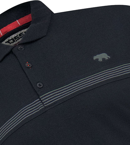 D555 Plus Size Stafford Embroidered Strip Polo Black