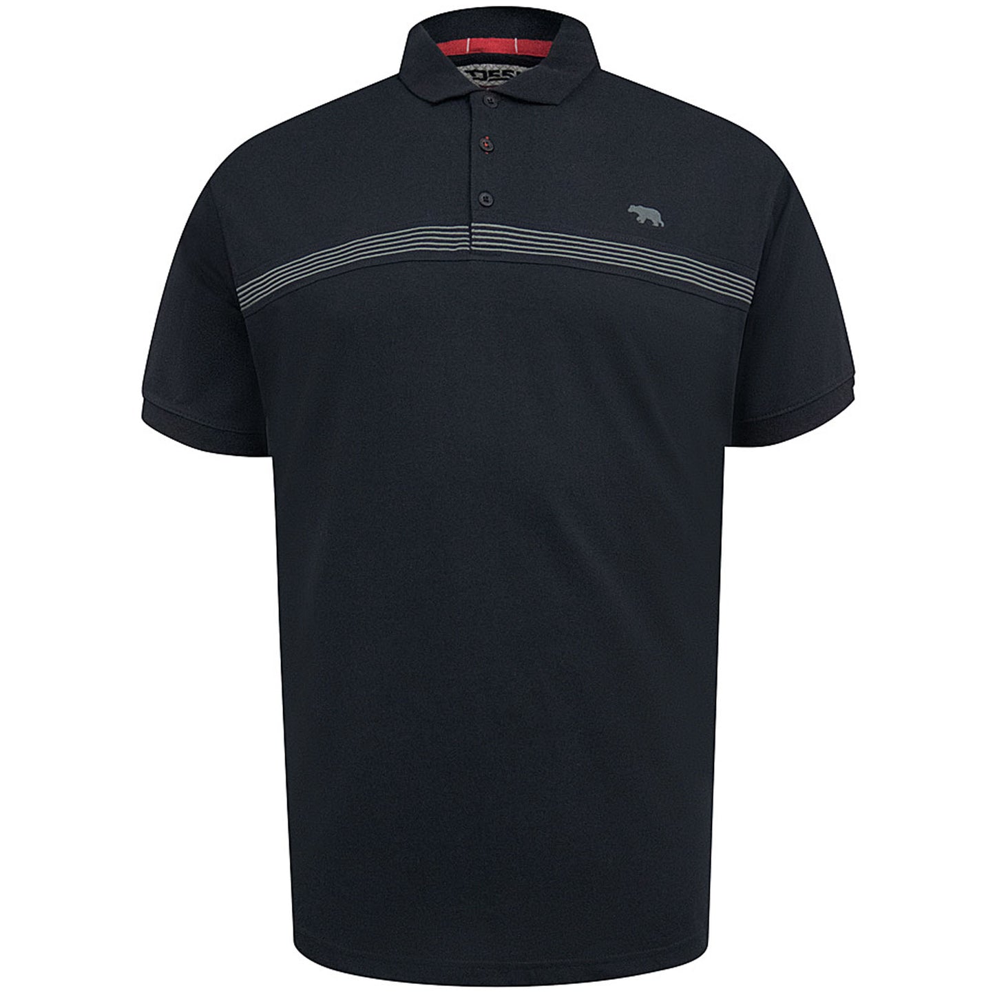 D555 Plus Size Stafford Embroidered Strip Polo Black