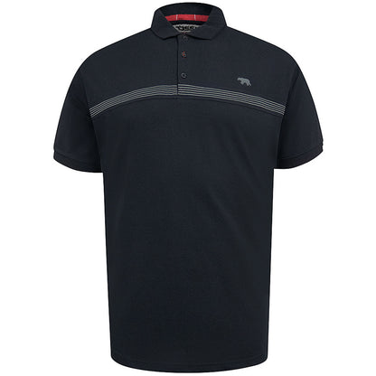 D555 Plus Size Stafford Embroidered Strip Polo Black