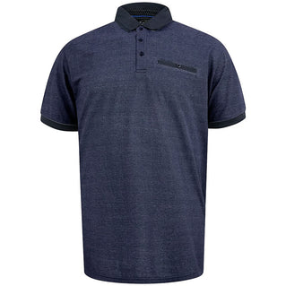 D555 Plus Size Contrast Collar Pique Polo Blue/Grey