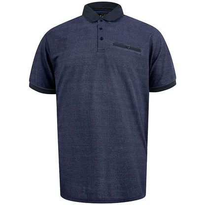 D555 Plus Size Contrast Collar Pique Polo Blue/Grey