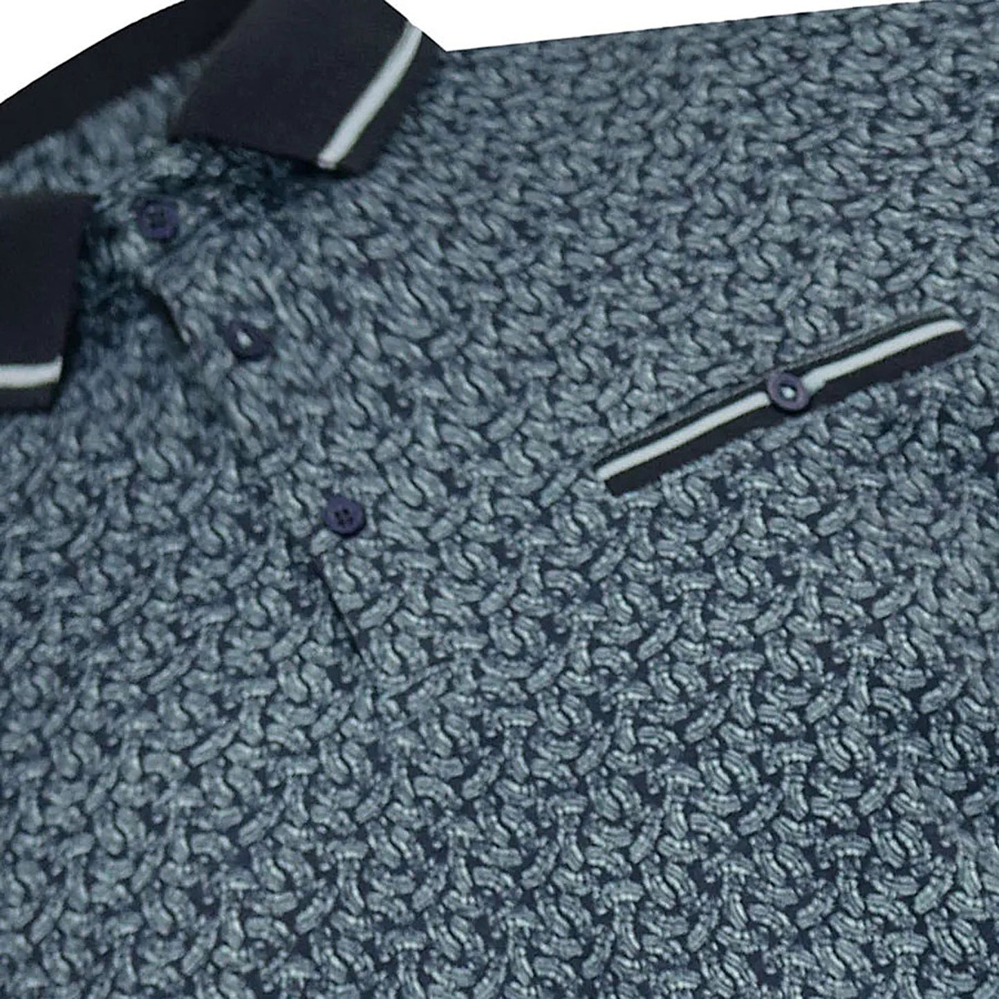 D555 Plus Size Woolwich Aop Ribbed Trim Polo Blue