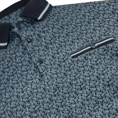 D555 Plus Size Woolwich Aop Ribbed Trim Polo Blue