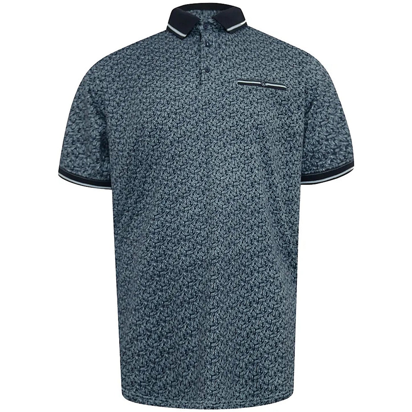 D555 Plus Size Woolwich Aop Ribbed Trim Polo Blue