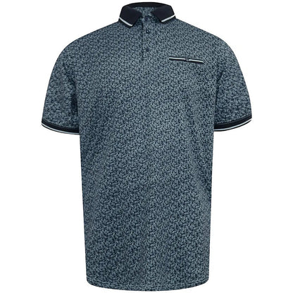 D555 Plus Size Woolwich Aop Ribbed Trim Polo Blue