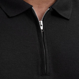 Jack & Jones Plus Size Austin Zip Polo Black