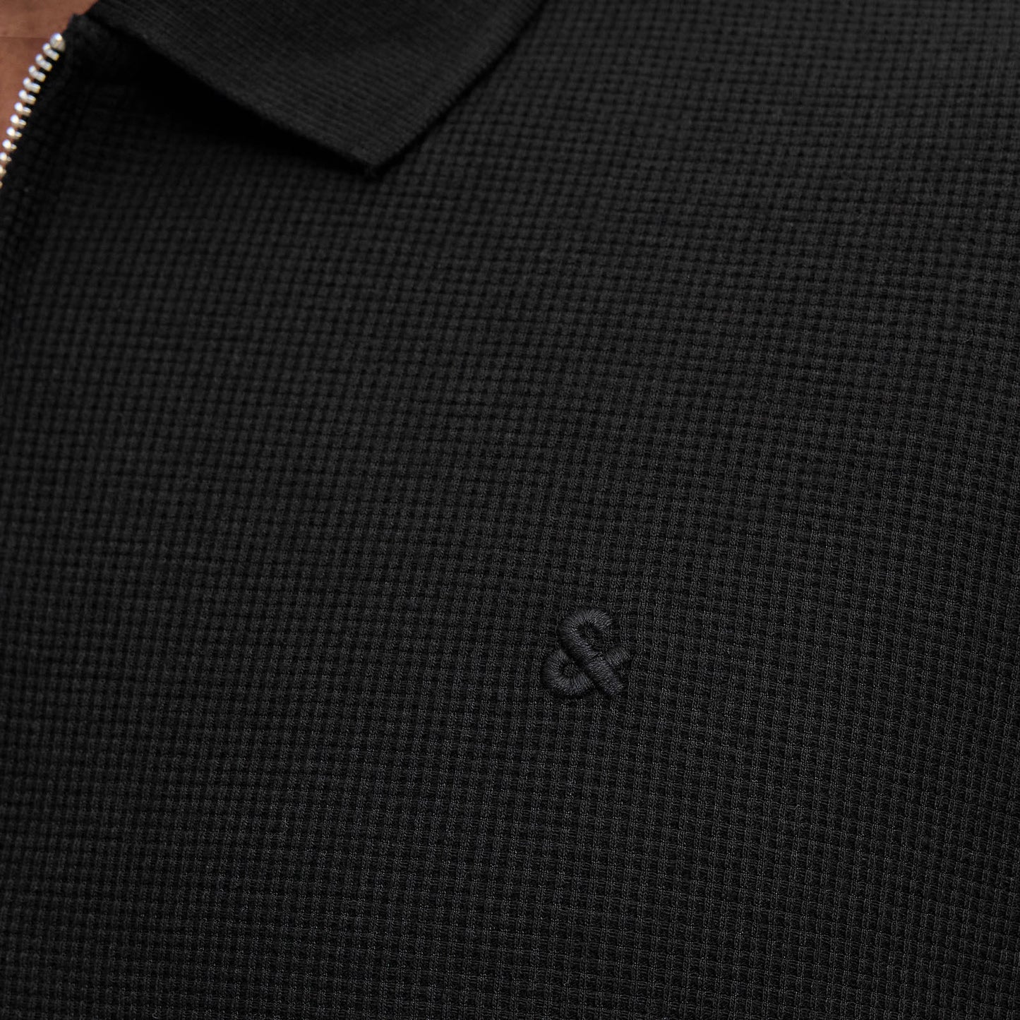 Jack & Jones Plus Size Austin Zip Polo Black