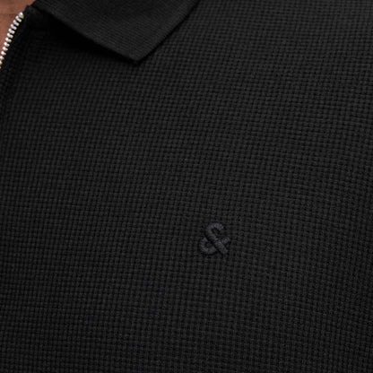 Jack & Jones Plus Size Austin Zip Polo Black