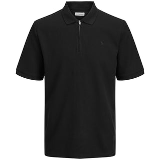 Jack & Jones Plus Size Austin Zip Polo Black