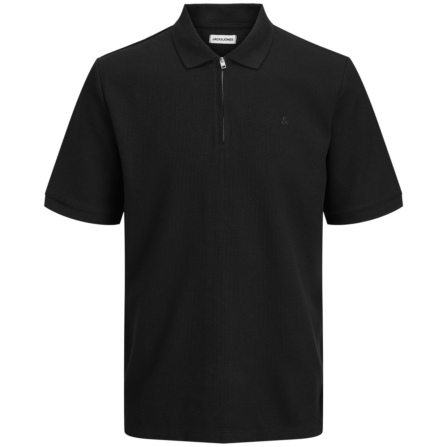 Jack & Jones Plus Size Austin Zip Polo Black