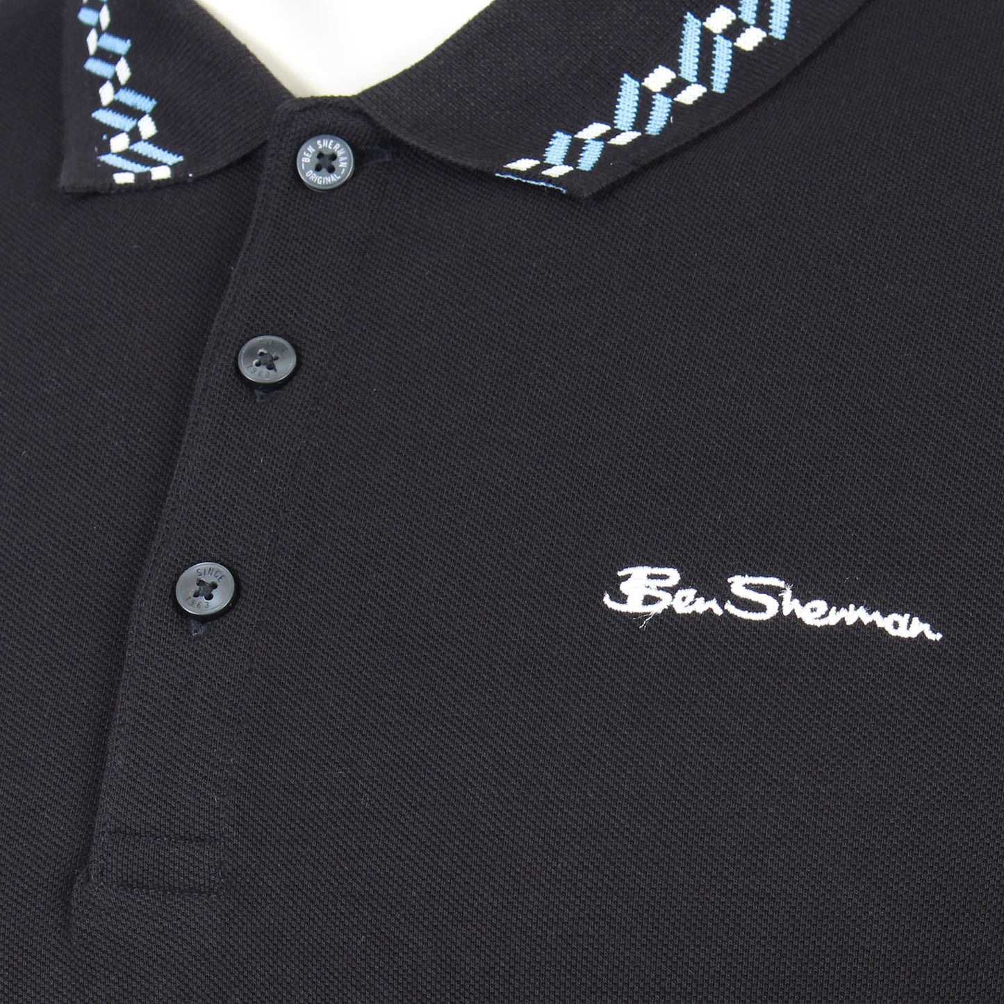 Ben Sherman Plus Size Collar Interest Polo Black