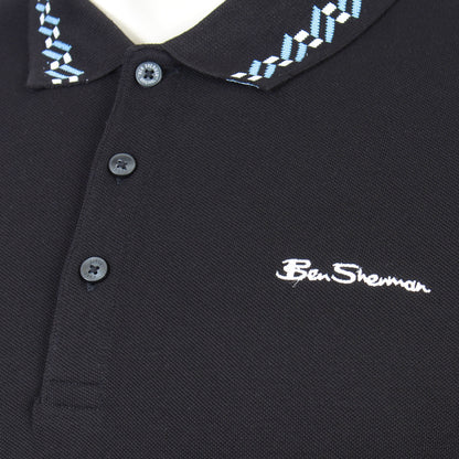 Ben Sherman Plus Size Collar Interest Polo Black