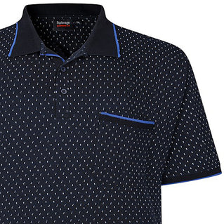 Espionage Plus Size P228 All Over Geometric Print Polo Navy