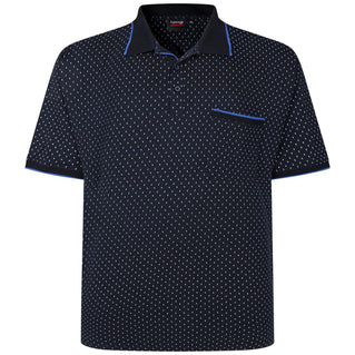 Espionage Plus Size P228 All Over Geometric Print Polo Navy